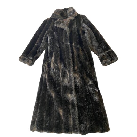 Gallery Jackets & Blazers - Vintage Gallery Dark Brown Faux Fur Long Coat Made In U.S.A. Small